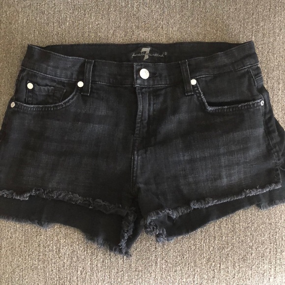 7 For All Mankind Pants - 7 For All Mankind Black Denim Shorts